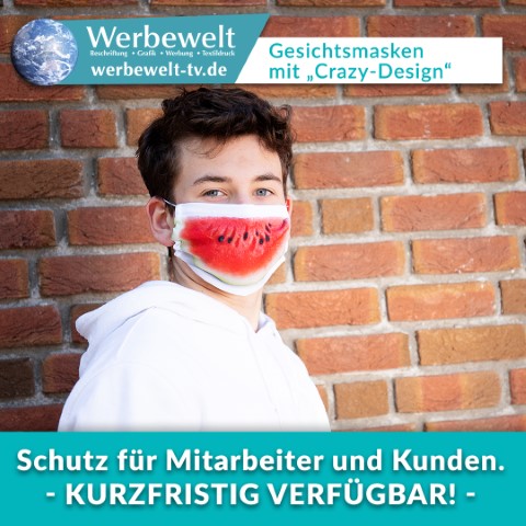 werbewelt kr husten design masken Facebook Melone Mann Klein
