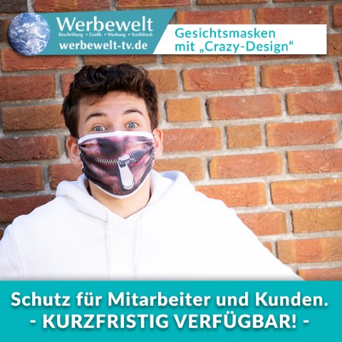werbewelt kr husten design masken Facebook Zipper Klein